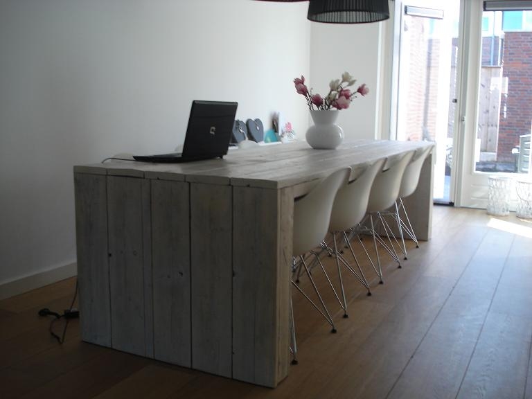 tafel steigerhout blokzijkante + white wash