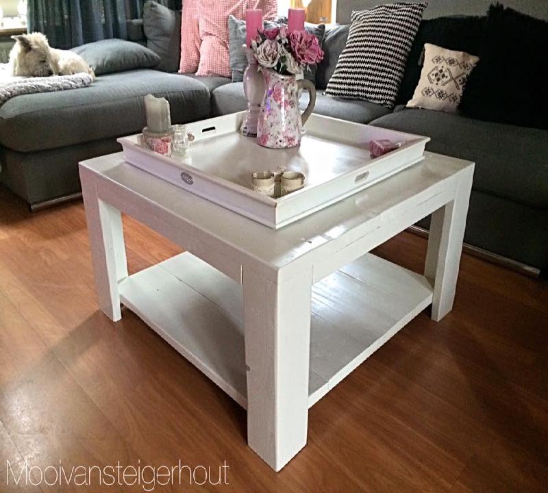 salontafel van steigerhout, wit