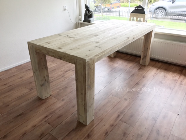Tafel van steigerhout.