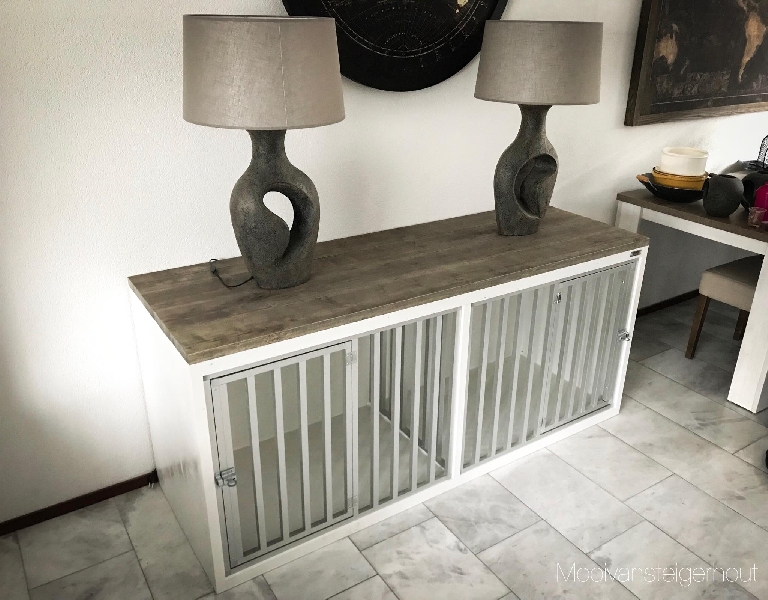 honden bench van steigerhout.