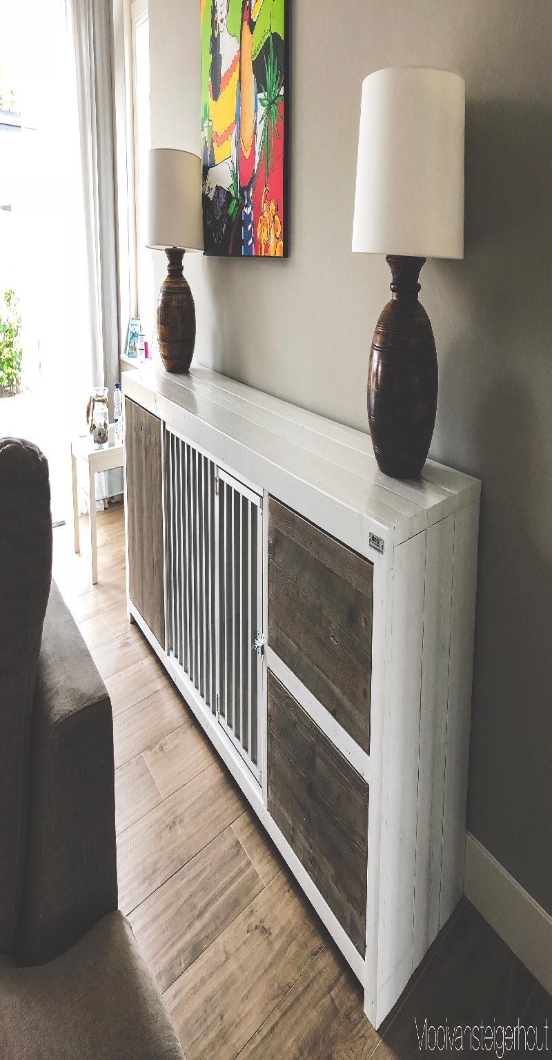 bench van steigerhout.